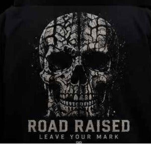 Road Raised Leave Your Mark cracked skull tee back print