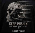 Road Raised Keep Pushin tee back print on black shirt